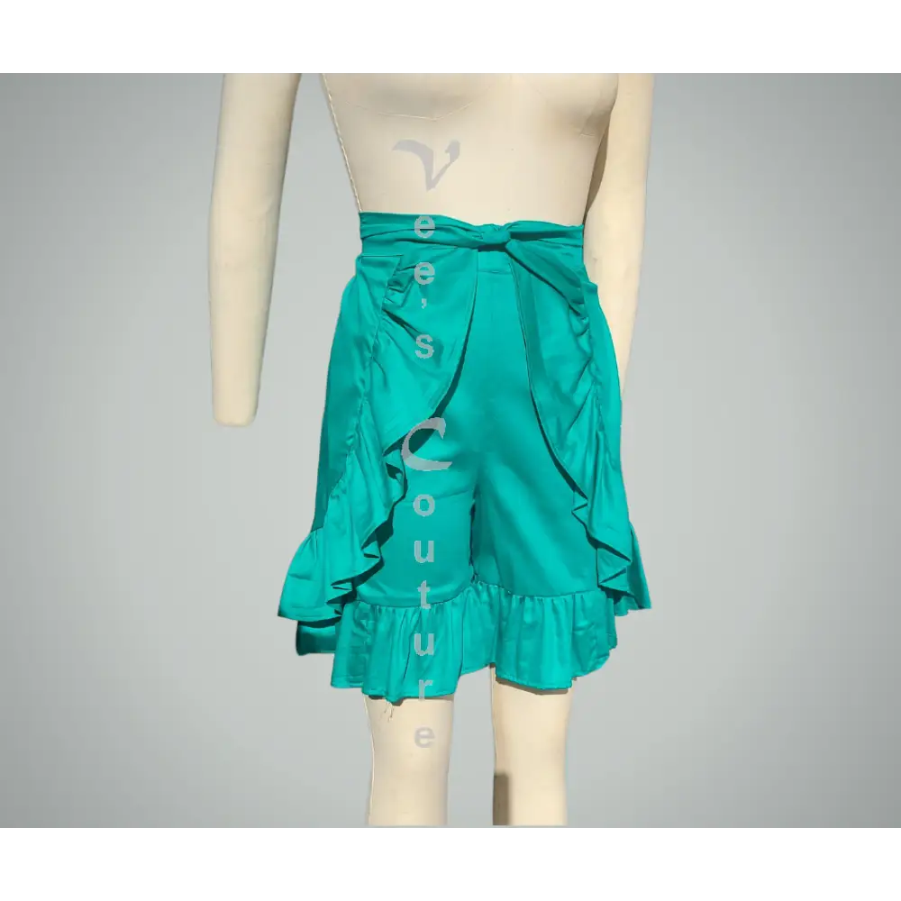 Cascading Ruffles - Short Teal / White Wrap Pant
